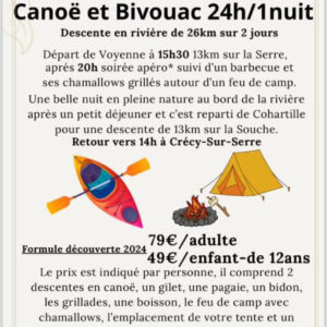 flayer canoës et bivouac à crécy sur serre